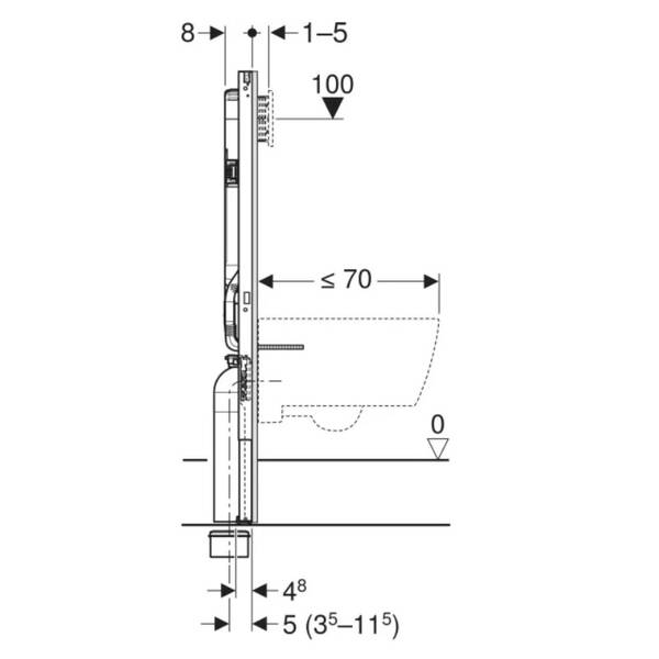 Інсталяція для унітаза Geberit Duofix 111.796.00.2, 114 см, зі змивним бачком прихованого монтажу Sigma 8 см, фото 4