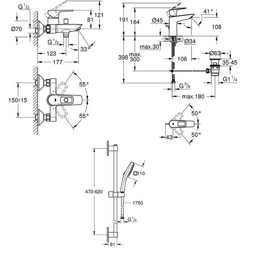 Набір змішувачів для ванни Grohe BauLoop New 3 в 1 UA123215M1, фото 2