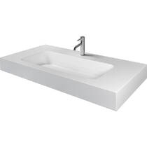 Раковина интегрированная в столешницу PAA MTM Quadro из Silkstone, 120 см, h10 см, с отверстием под смеситель, белый матовый, фото №2