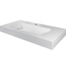 Раковина интегрированная в столешницу PAA MTM Quadro из Silkstone, 120 см, h10 см, с отверстием под смеситель, белый матовый, фото №1