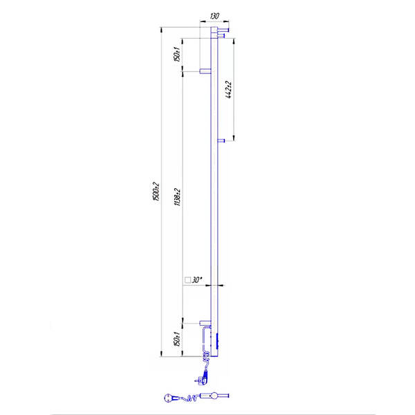Рушникосушарка електрична Mario Ray Cubo-І 1500x30/130 TR 1500х30 мм сатин 50 Вт, фото 3