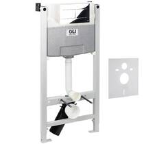 Інсталяція для унітаза OLI120 888781 із клавішею змиву Slim 659044 хром та  зі звукоізолюючою прокладкою, фото №1