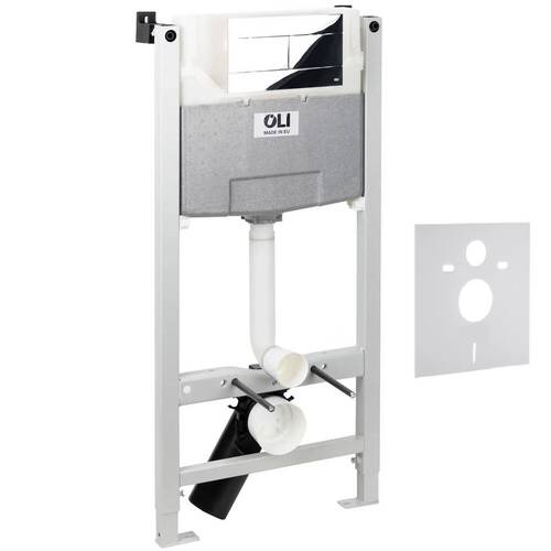 Инсталляция для унитаза OLI120 888781 с клавишей смыва Slim 659044 хром  и звукоизолирующей прокладкой, фото 1