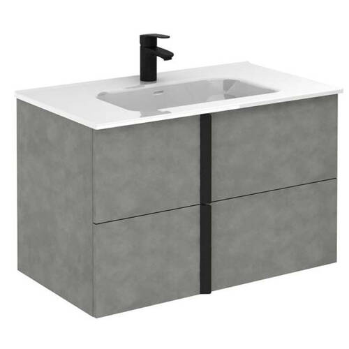 Тумба Royo Onix 127166 100 см з раковиною Enzo 126225, cірий цемент, фото 2