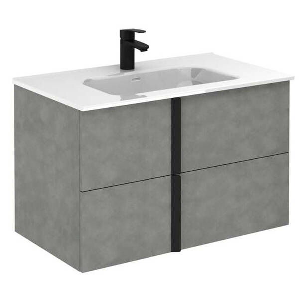 Тумба Royo Onix 127166 100 см з раковиною Enzo 126225, cірий цемент, фото 2