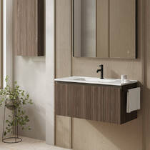 Тумба Royo Vora 131789 80 см підвісна Walnut Note (волоський горіх) з білою раковиною Enzo 126224, фото №1