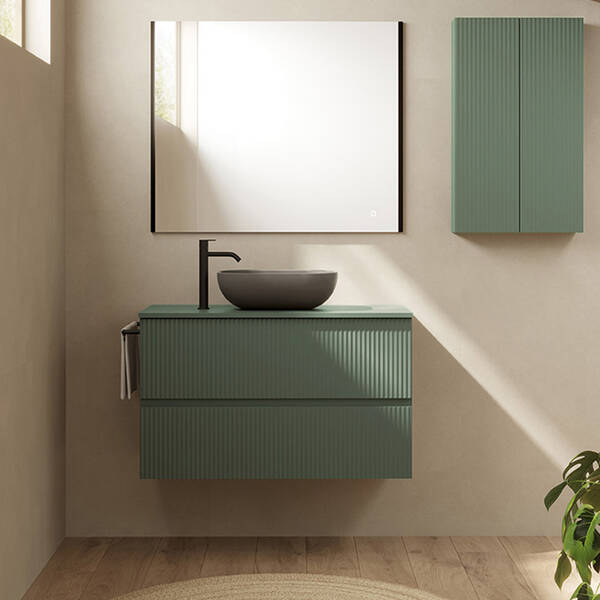 Тумба Royo Vora 131769 80 см підвісна зі стільницею 131452 mineral green (зелений)