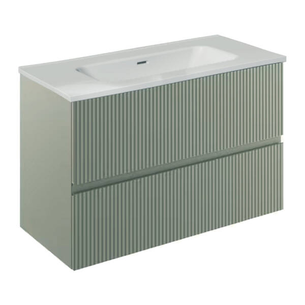 131769+126224  Тумба VORA 80  2  ящ, +   раковина біла ENZO,   MINERAL GREEN