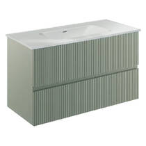 Тумба Royo Vora 131775+126225 підвісна 100 см Mineral Green з раковиною Enzo, фото №1
