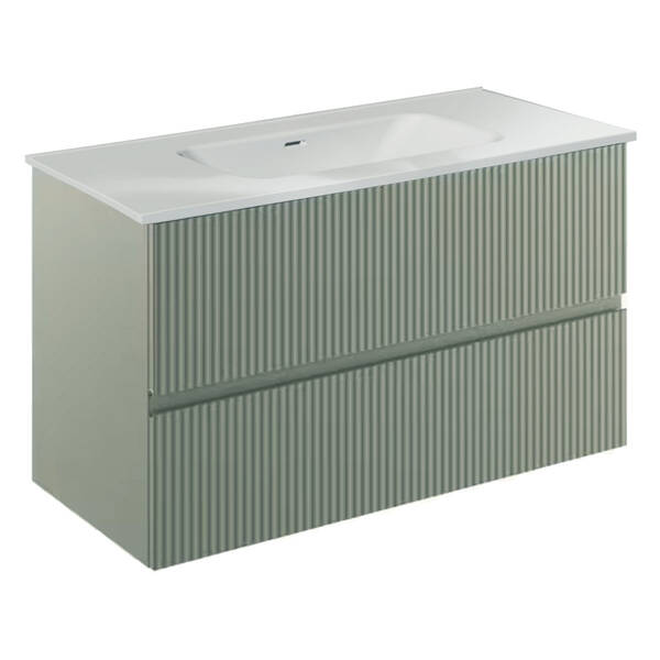 Тумба Royo Vora 131775+126225 підвісна 100 см Mineral Green з раковиною Enzo