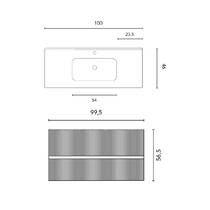 Тумба Royo Vora 131773+126225 підвісна 100 см matt sand з раковиною Enzo, фото №3