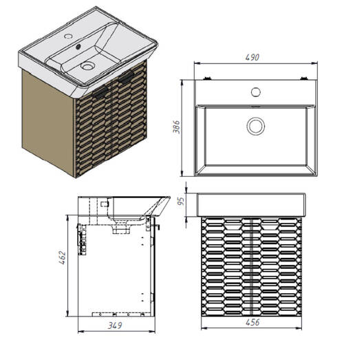 Тумба Devit Flow 484050W 50 см з умивальником та ручками, білий матовий, фото 6