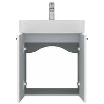 Тумба Devit Flow 484050W 50 см з умивальником та ручками, білий матовий, фото №4