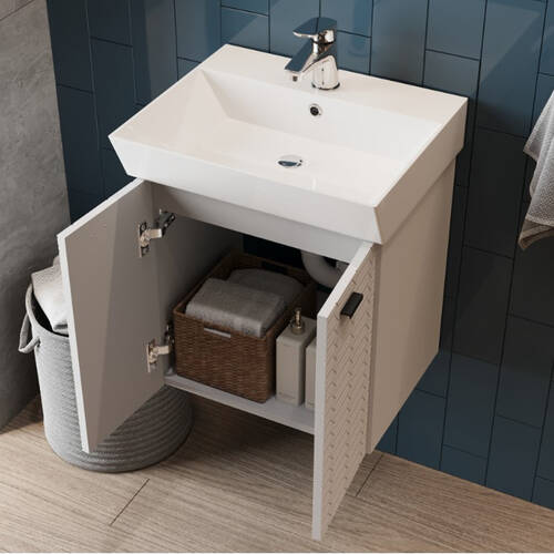 Тумба Devit Flow 484050W 50 см з умивальником та ручками, білий матовий, фото 8