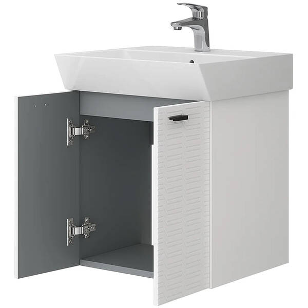 Тумба Devit Flow 484050W 50 см з умивальником та ручками, білий матовий, фото 3