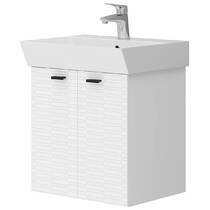 Тумба Devit Flow 484050W 50 см з умивальником та ручками, білий матовий, фото №2