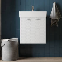 Тумба Devit Flow 484050W 50 см з умивальником та ручками, білий матовий, фото №7