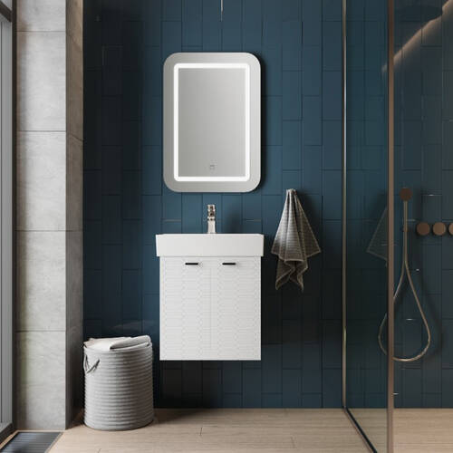 Тумба Devit Flow 484050W 50 см з умивальником та ручками, білий матовий, фото 10