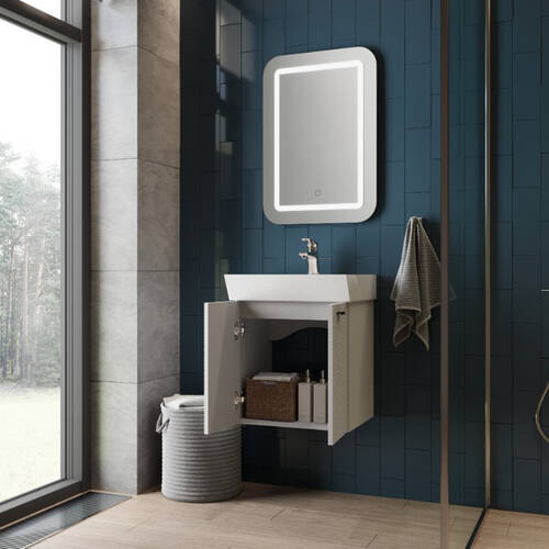 Тумба Devit Flow 484050W 50 см з умивальником та ручками, білий матовий, фото 11