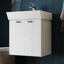 Тумба Devit Flow 484050W 50 см з умивальником та ручками, білий матовий, фото №1