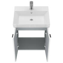 Тумба Devit Flow 484050W 50 см з умивальником та ручками, білий матовий, фото №5