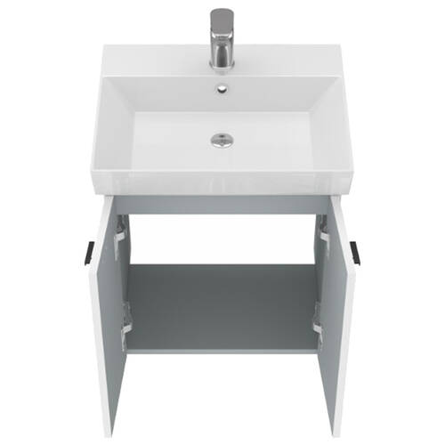 Тумба Devit Flow 484050W 50 см з умивальником та ручками, білий матовий, фото 5