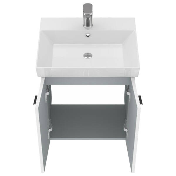 Тумба Devit Flow 484050W 50 см з умивальником та ручками, білий матовий, фото 5
