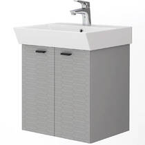 Тумба Devit Flow 484050G з умивальником та ручками, сірий матовий, фото №2