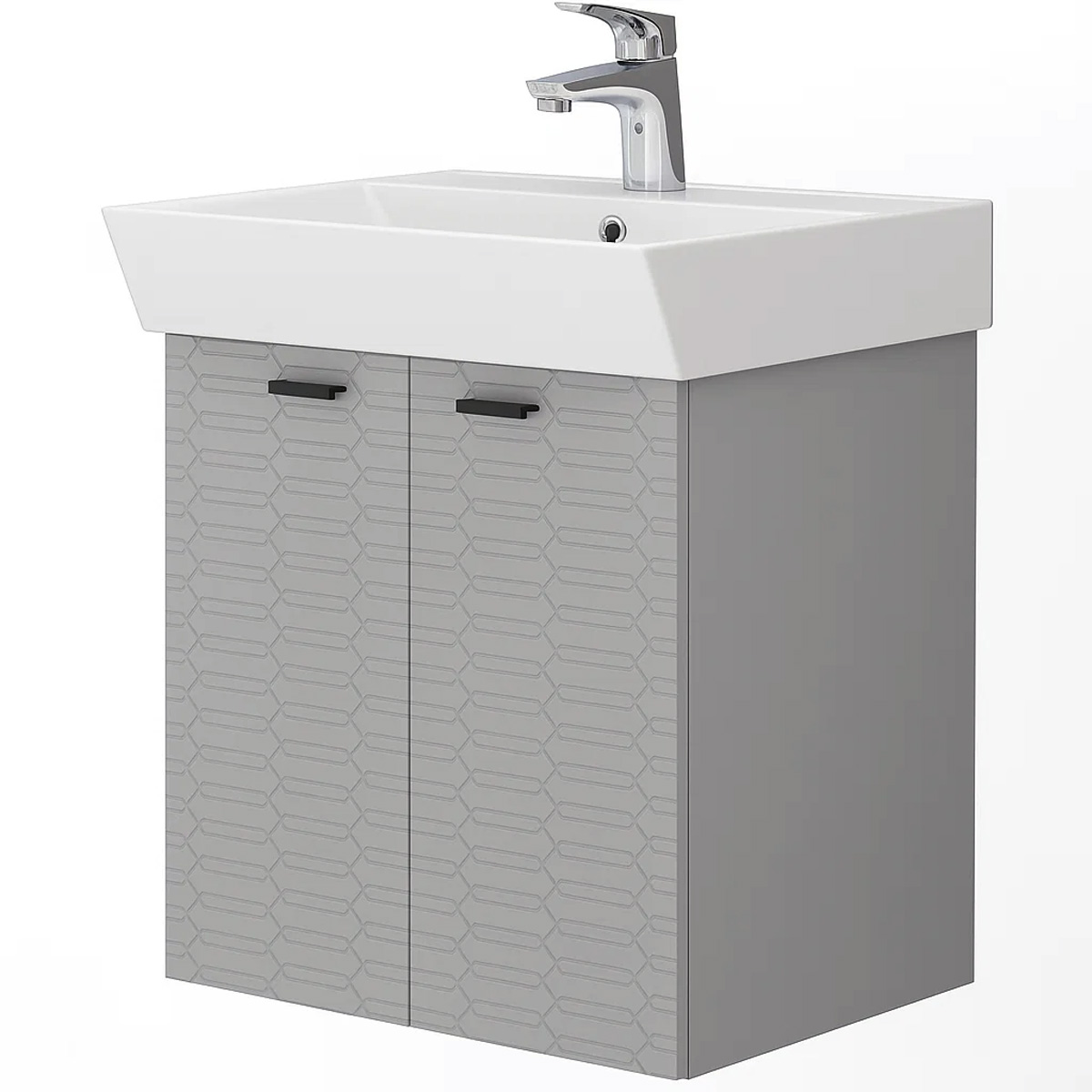 484050G Flow Тумба 50 з умивальником та ручками, сірий матовий (1 сорт)