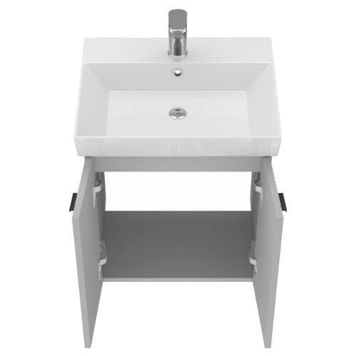 Тумба Devit Flow 484050G з умивальником та ручками, сірий матовий, фото 5