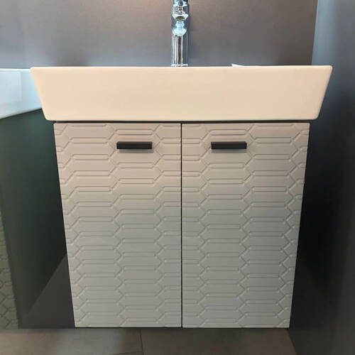 Тумба Devit Flow 484050G з умивальником та ручками, сірий матовий, фото 11