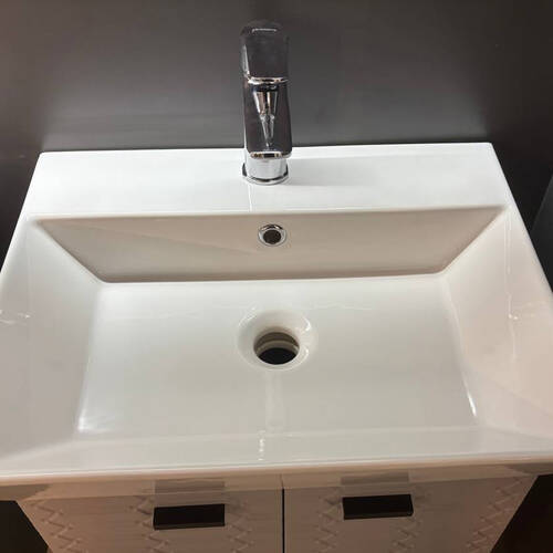 Тумба Devit Flow 484050G з умивальником та ручками, сірий матовий, фото 13