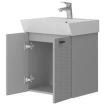 Тумба Devit Flow 484050G з умивальником та ручками, сірий матовий, фото №3