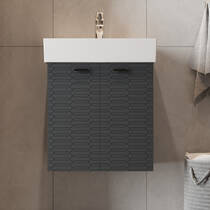 Тумба Devit Flow 484050A 50 см з умивальником та ручками, антрацит матовий, фото №7