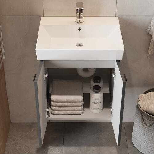 Тумба Devit Flow 484050A 50 см с умывальником и ручками, антрацит матовый, фото 10