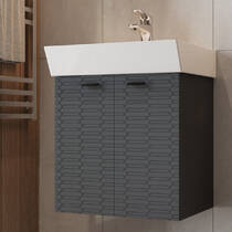 Тумба Devit Flow 484050A 50 см з умивальником та ручками, антрацит матовий, фото №1