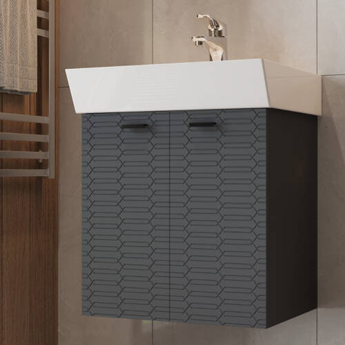 Тумба Devit Flow 484050A 50 см с умывальником и ручками, антрацит матовый, фото 1