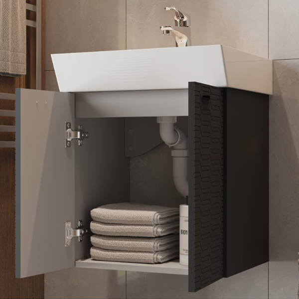 Тумба Devit Flow 484050A 50 см с умывальником и ручками, антрацит матовый, фото 9