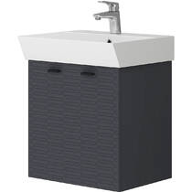 Тумба Devit Flow 484050A 50 см з умивальником та ручками, антрацит матовий, фото №2