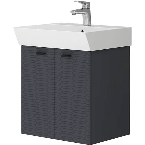 Тумба Devit Flow 484050A 50 см с умывальником и ручками, антрацит матовый, фото 2