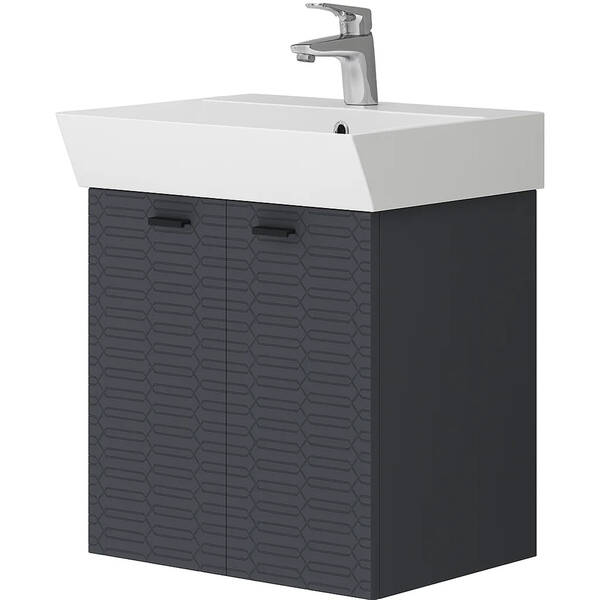 Тумба Devit Flow 484050A 50 см с умывальником и ручками, антрацит матовый, фото 2