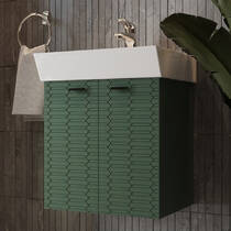 Тумба Devit Flow 484050E 50 см з умивальником та ручками, смарагдовий матовий, фото №1