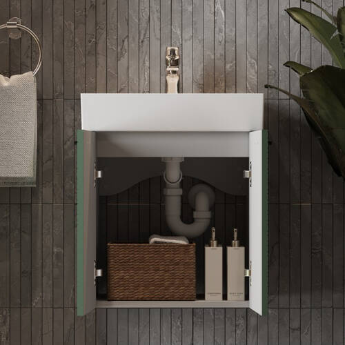 Тумба Devit Flow 484050E 50 см з умивальником та ручками, смарагдовий матовий, фото 8