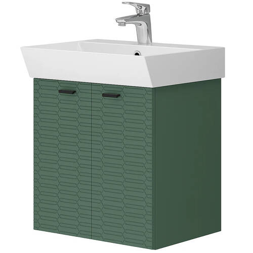 Тумба Devit Flow 484050E 50 см з умивальником та ручками, смарагдовий матовий, фото 2