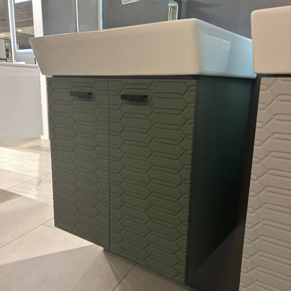 Тумба Devit Flow 484050E 50 см з умивальником та ручками, смарагдовий матовий, фото 10