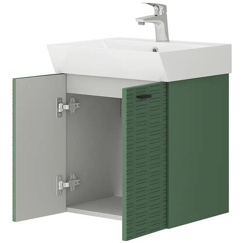 Тумба Devit Flow 484050E 50 см з умивальником та ручками, смарагдовий матовий, фото 3