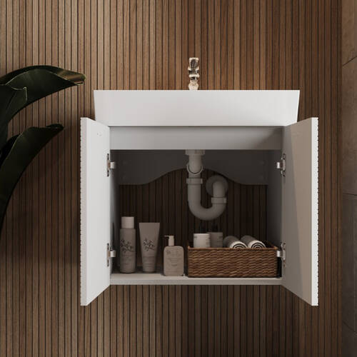 Тумба Devit Flow 484060W 60 см з умивальником та ручками, білий матовий, фото 8