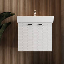 Тумба Devit Flow 484060W 60 см з умивальником та ручками, білий матовий, фото №7