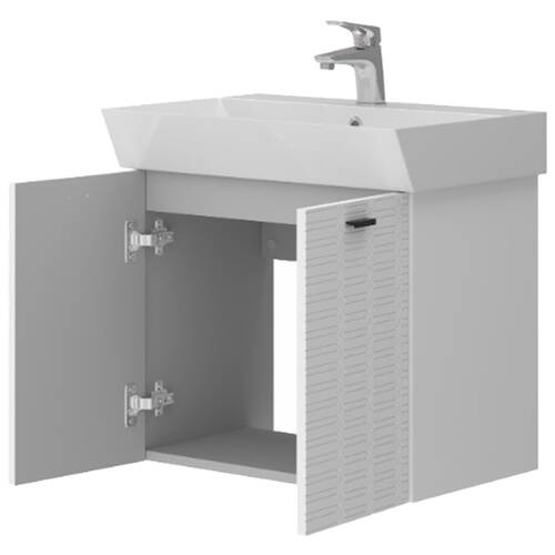 Тумба Devit Flow 484060W 60 см з умивальником та ручками, білий матовий, фото 3