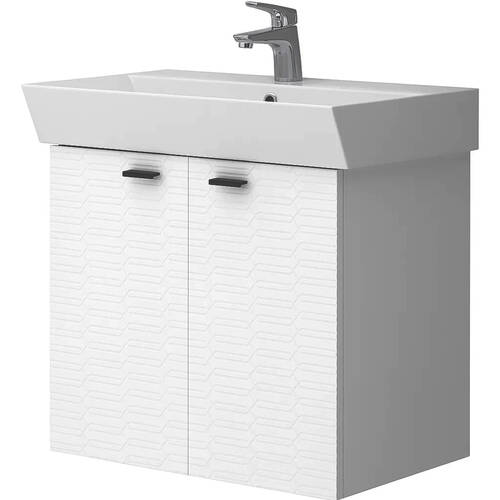 Тумба Devit Flow 484060W 60 см з умивальником та ручками, білий матовий, фото 2